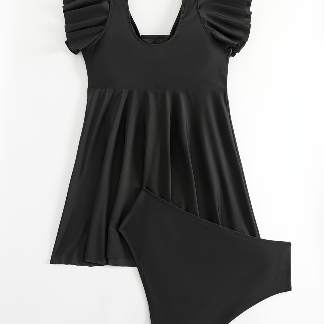 Damen figurbetonter Badeanzug mit elegantem Rüschendesign Echo Archiv