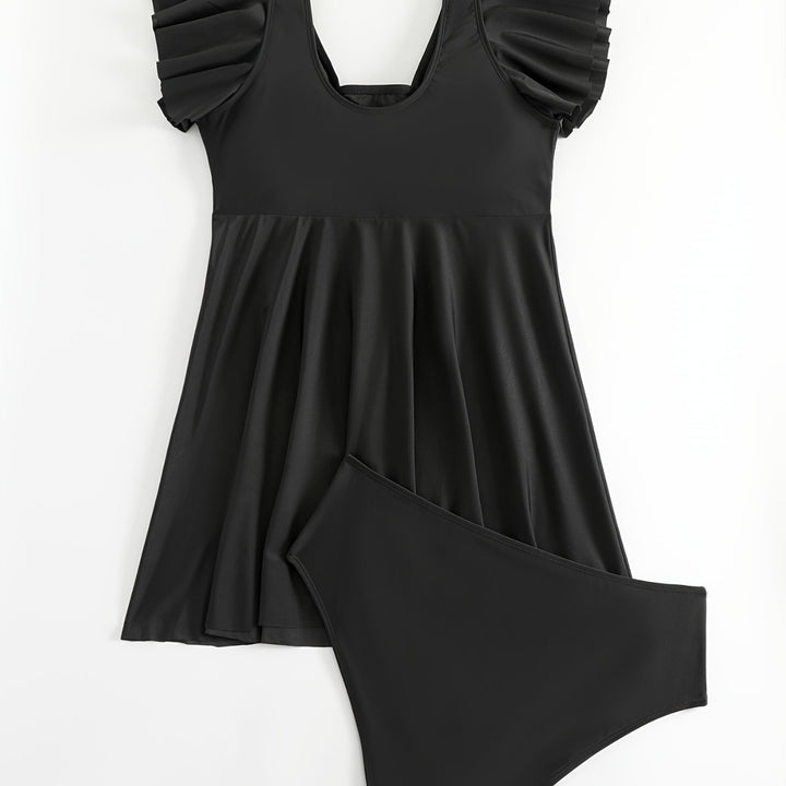 Damen figurbetonter Badeanzug mit elegantem Rüschendesign Echo Archiv