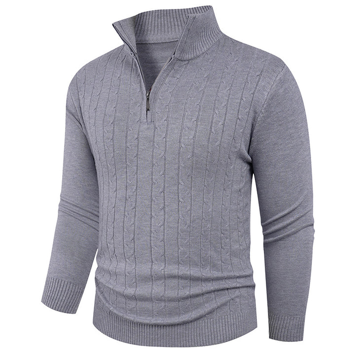 Herren Strukturierter Pullover mit ZIP-Kragen Echoarchiv