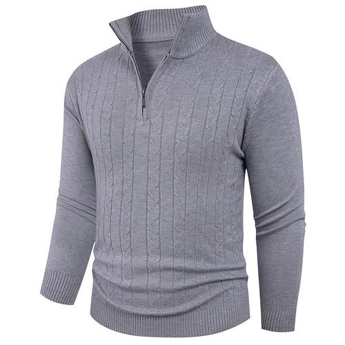 Herren Strukturierter Pullover mit ZIP-Kragen Echoarchiv
