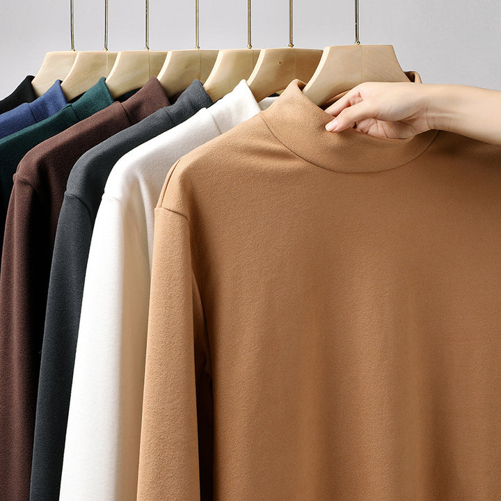 Damen Feines Stretch-Mockneck-Langarmshirt mit engem Stehkragen Echo Archiv