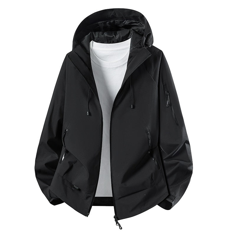 Herren Minimalistischer Softshell-Anorak mit verstellbarer Kapuze & verschweißten Zip-Taschen Echoarchiv