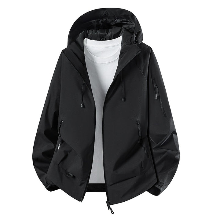 Herren Minimalistischer Softshell-Anorak mit verstellbarer Kapuze & verschweißten Zip-Taschen Echoarchiv