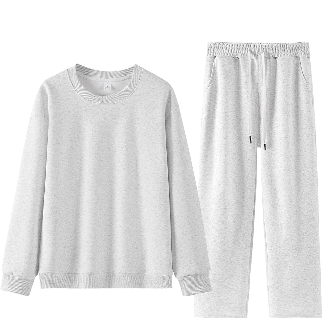 Unisex Weites Lounge-Set aus weichem Baumwollmix mit Rundhals-Sweatshirt und Kordel-Jogginghose Echoarchiv