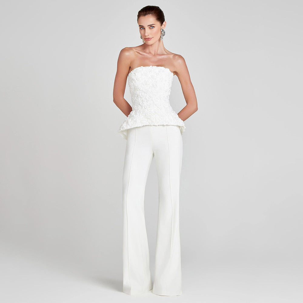 Damen Elegantes Peplum-Top mit ausgestellter Hose Echo Archiv