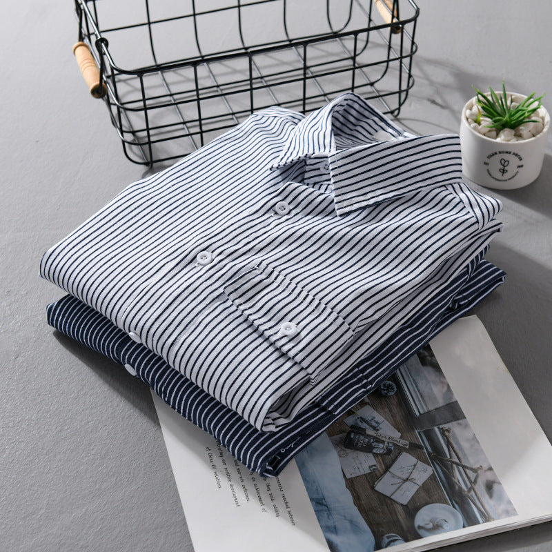 Herren Leichtes gestreiftes Hemdjacken-Overshirt aus Baumwoll-Leinenmix mit Brusttasche Echoarchiv