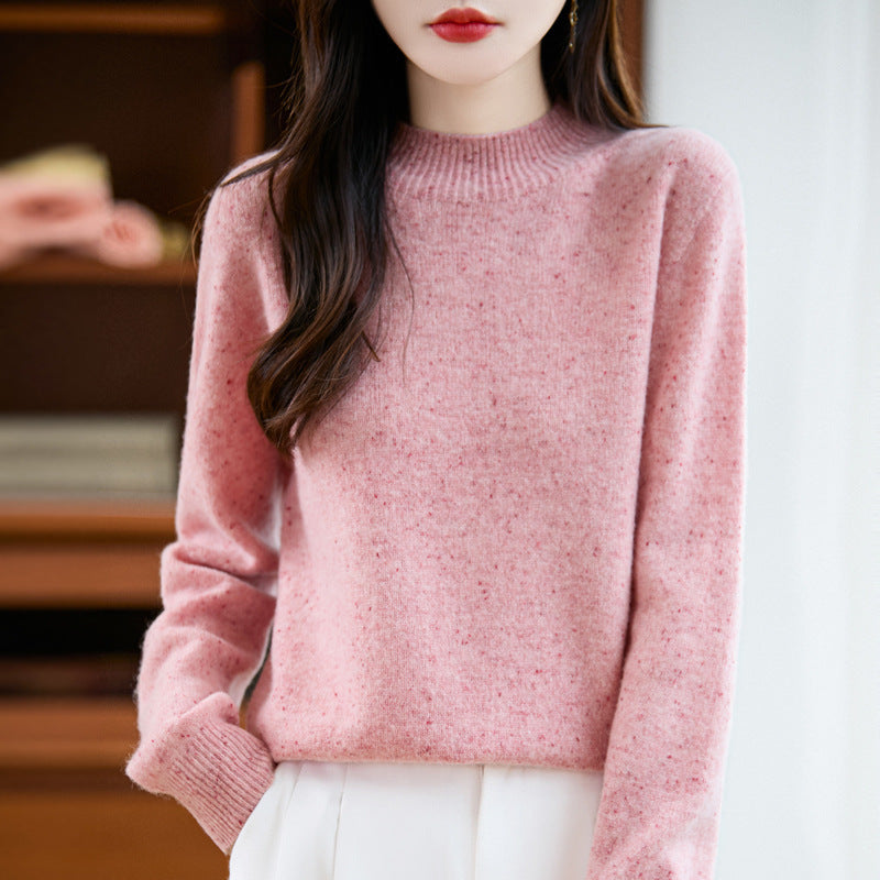 Damen Mélange-Feinstrickpullover mit kurzem Stehkragen und lockerer Silhouette Echoarchiv