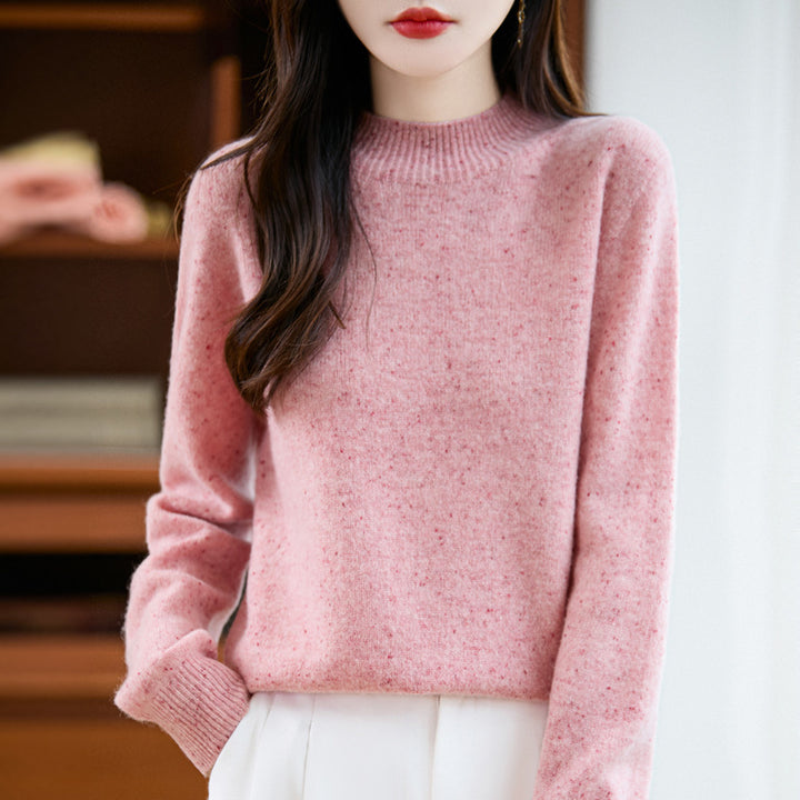Damen Mélange-Feinstrickpullover mit kurzem Stehkragen und lockerer Silhouette Echoarchiv