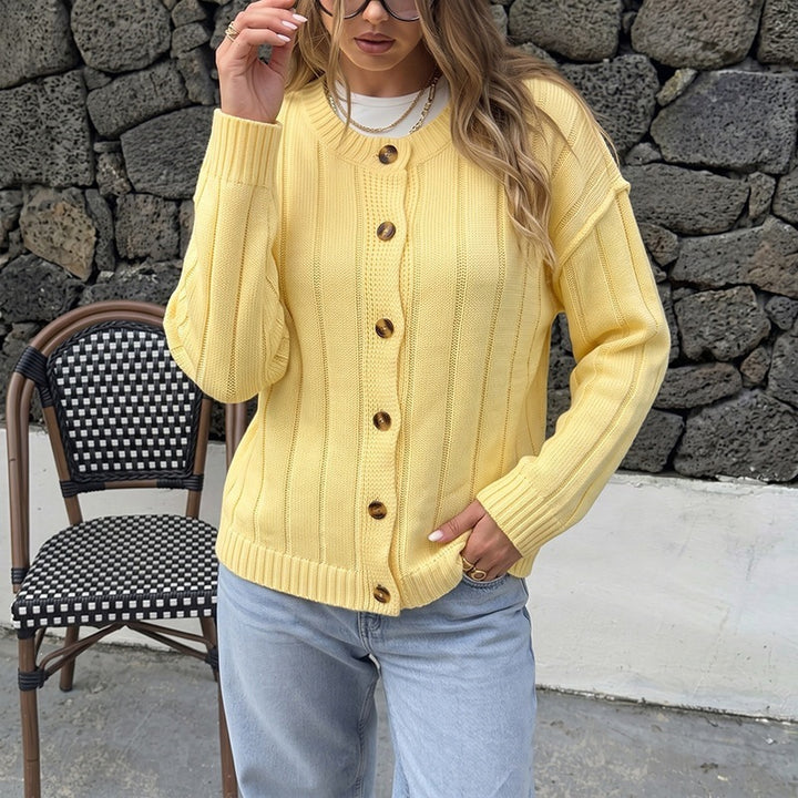 Damen Strickjacke mit Knöpfen und Rippstruktur Echo Archiv