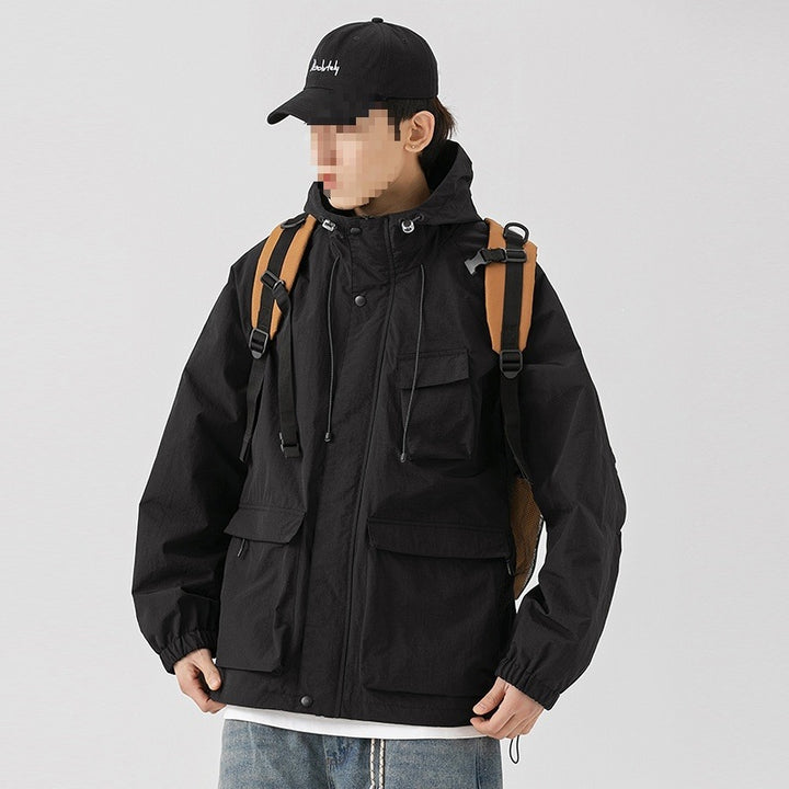 Damen Oversize Utility-Übergangsjacke mit Kapuze, Mehrfach-Taschen & Kordelzug Echoarchiv