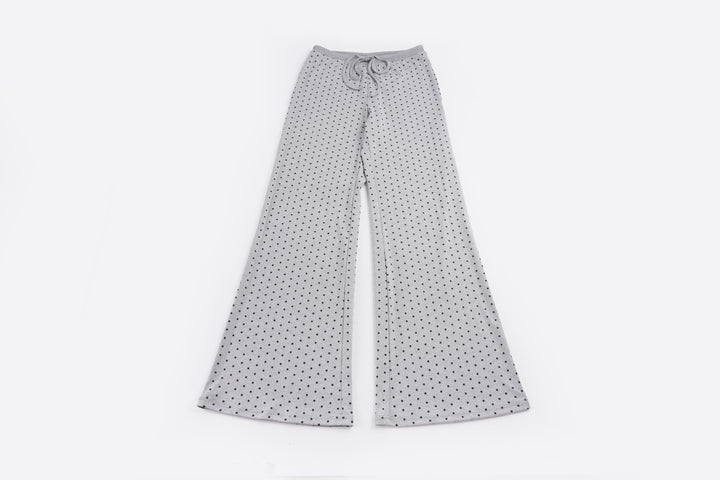 Damen Weite Lounge‑Hose mit Tunnelzug, hoher Taille und Polka‑Dot Struktur – Avélisse