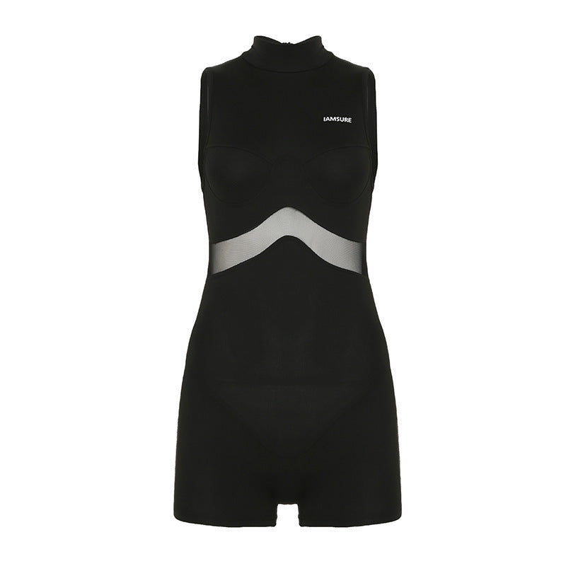 Damen Sportlicher Body mit hohem Kragen und innovativen Kompressionsdetails Echo Archiv