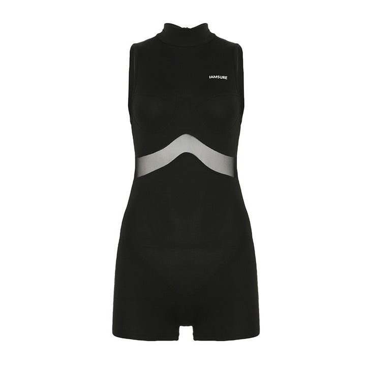 Damen Sportlicher Body mit hohem Kragen und innovativen Kompressionsdetails Echo Archiv