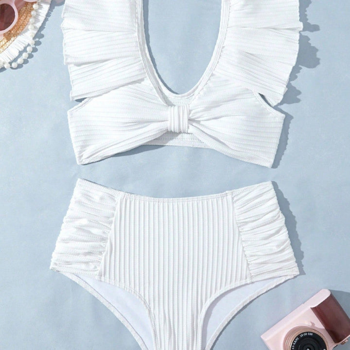 Damen Hochgeschnittener Bikini mit Rüschendetails Echo Archiv