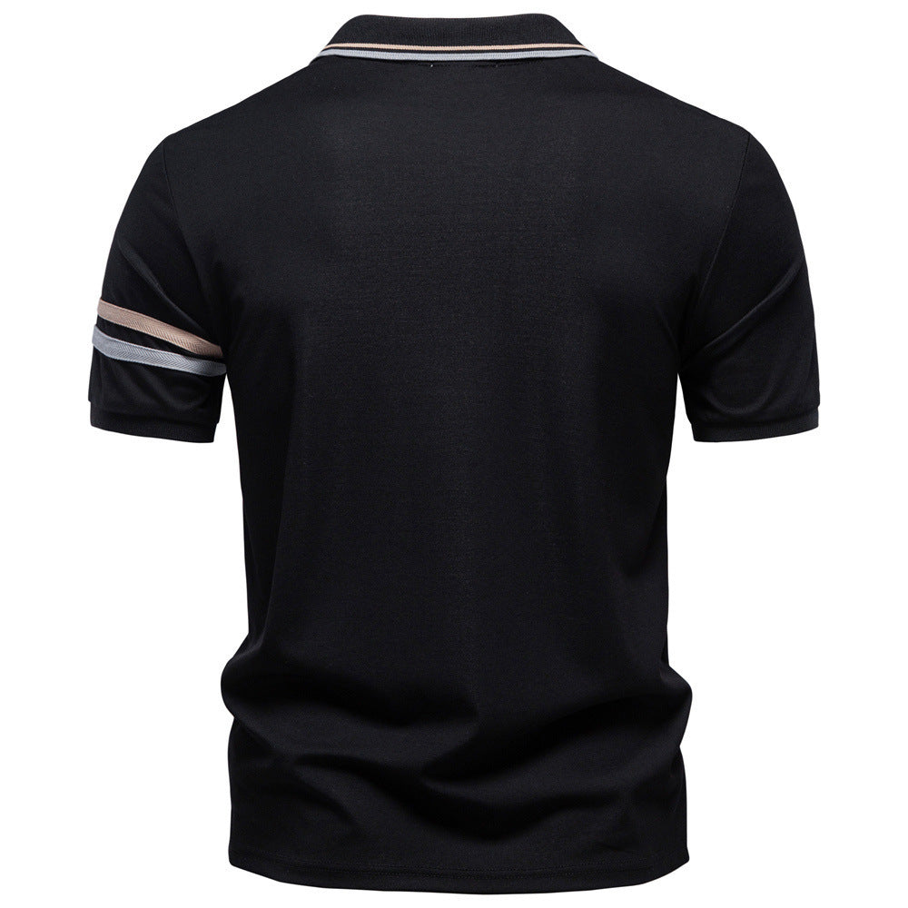 Herren nan atmungsaktives elastisches Poloshirt mit kurzem Reißverschluss und Kontraststreifen an Ärmeln Echo Archiv