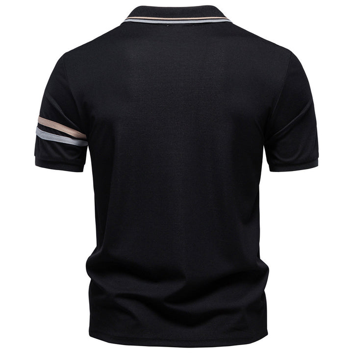 Herren nan atmungsaktives elastisches Poloshirt mit kurzem Reißverschluss und Kontraststreifen an Ärmeln Echo Archiv