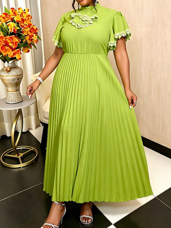 Damen Elegantes Maxi-Kleid mit Plisseefalten und Rüschendetails Echo Archiv