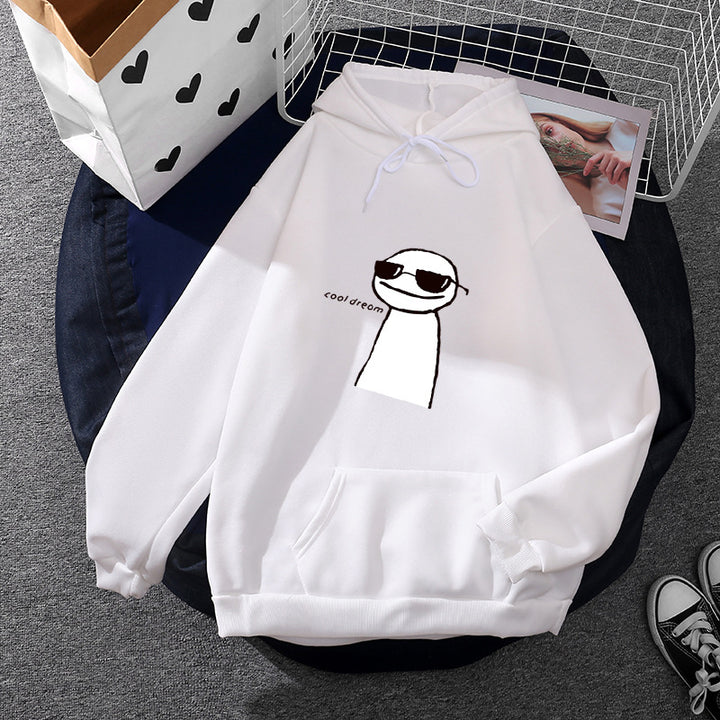 Damen Kapuzenpullover mit minimalistischer Grafik, lockerer Oversize-Passform und Kängurutasche – Auréline