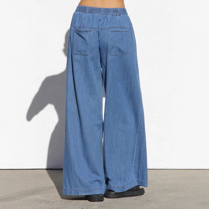 Damen nan weite Highwaist-Jeanshose mit elastischem Bund und dekorativer Knopfleiste Echo Archiv