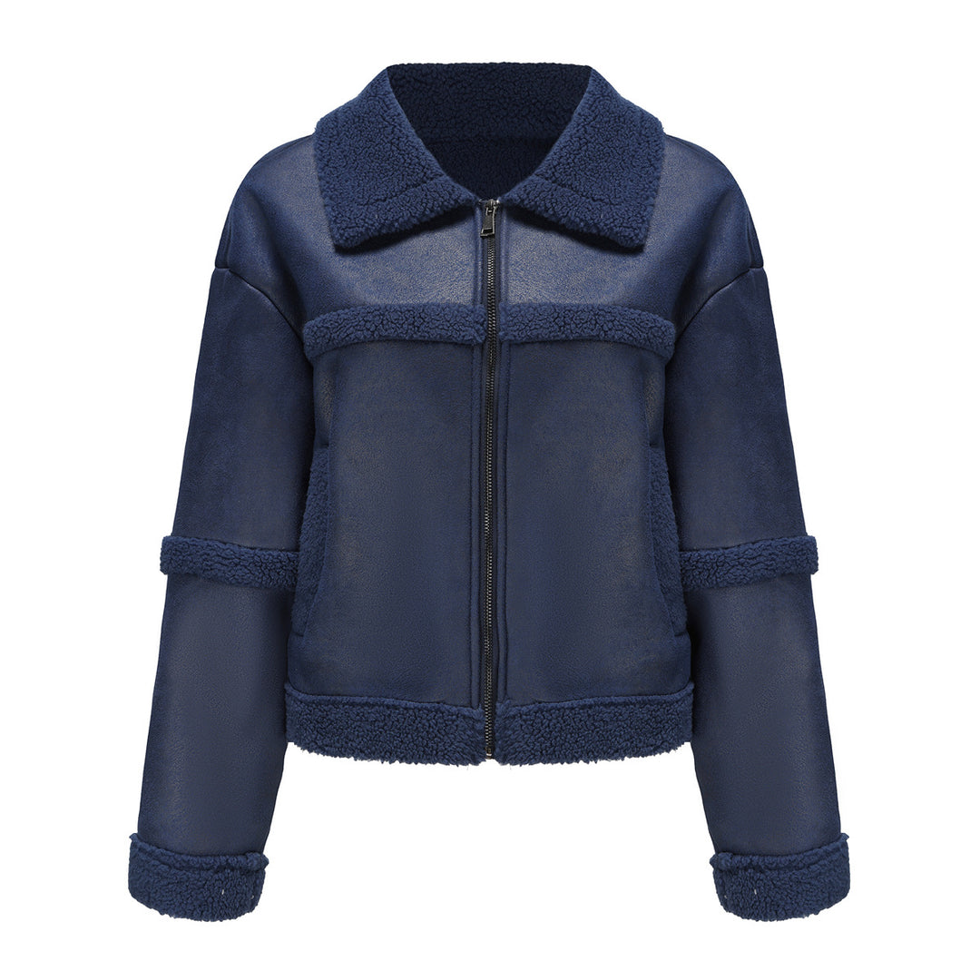 Damen nan kurze Teddyjacke im Aviator-Stil mit Reißverschluss Echo Archiv