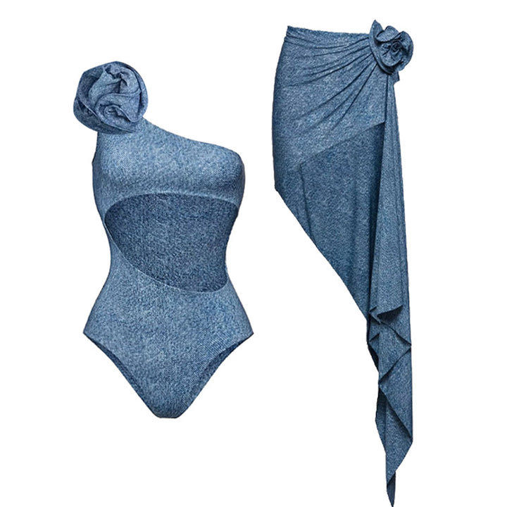 Damen Bikiniset mit eleganten Rüschen und stilvollem Überrock Echo Archiv
