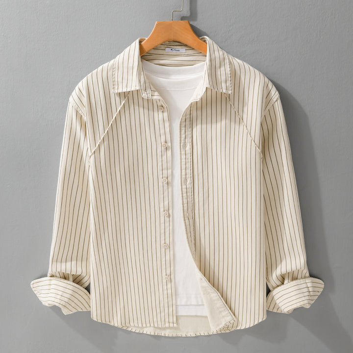 Herren Leichtes Streifen‑Overshirt mit Kentkragen und Raglanärmeln Echoarchiv