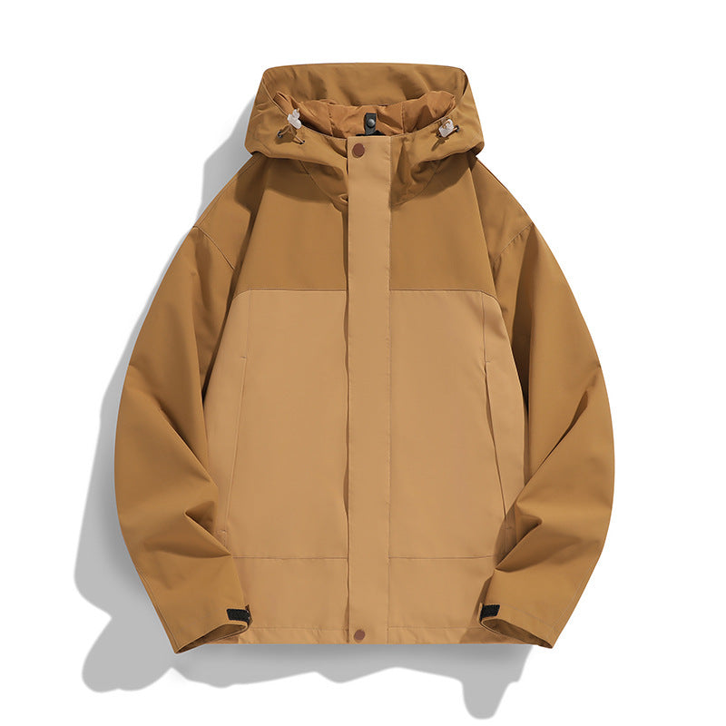 Herren Zweifarbige Softshell-Fieldjacke mit Kapuze, winddichtem Obermaterial und minimalistischen Eingriffstaschen Echo Archiv