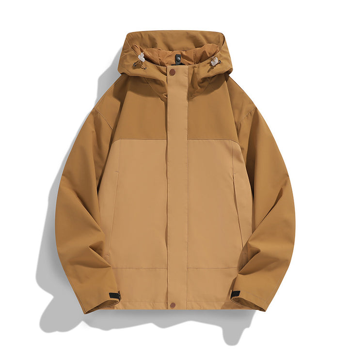 Herren Zweifarbige Softshell-Fieldjacke mit Kapuze, winddichtem Obermaterial und minimalistischen Eingriffstaschen Echo Archiv