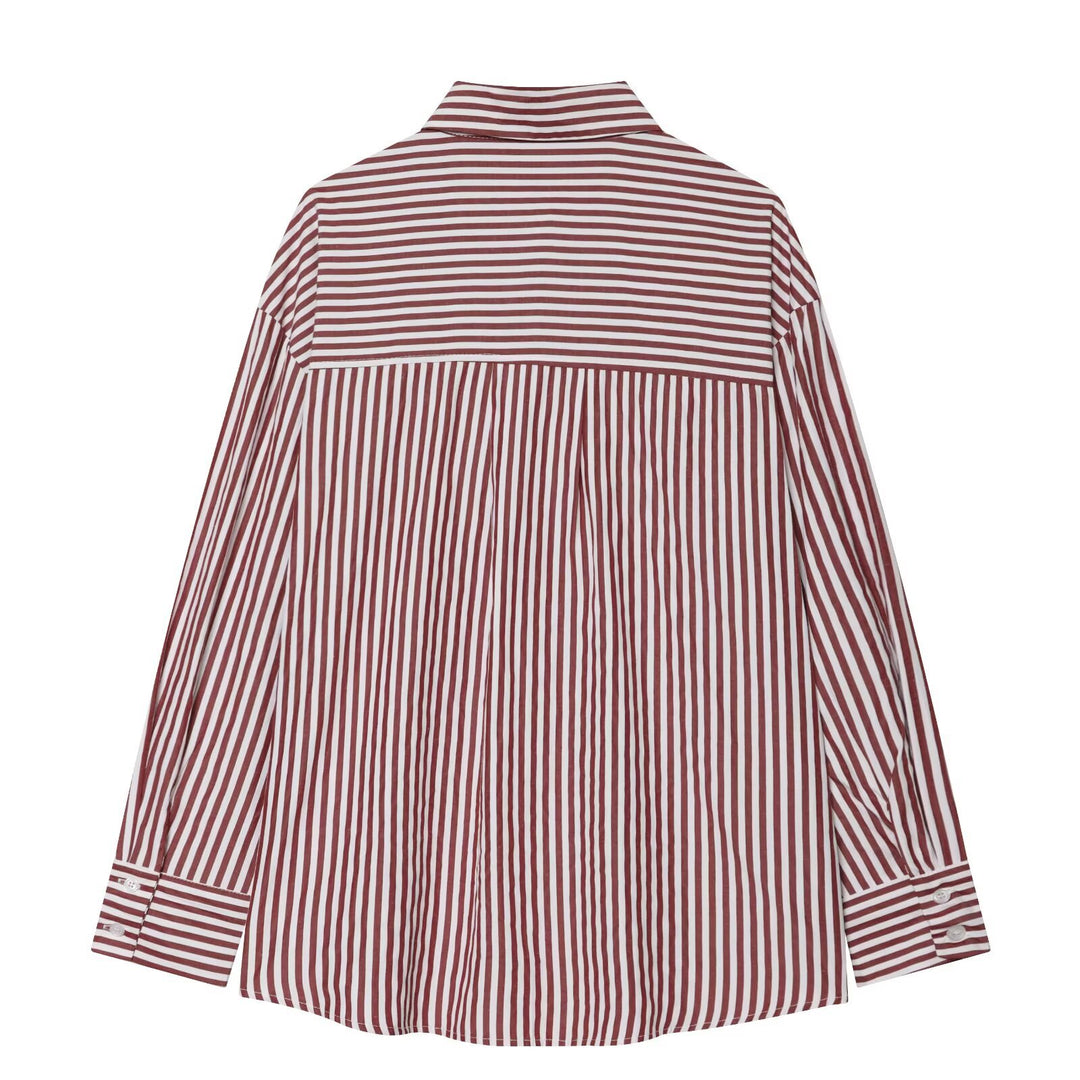 Damen Oversize Streifen‑Hemdbluse mit überschnittener Schulter und verlängertem Saum Echo Archiv