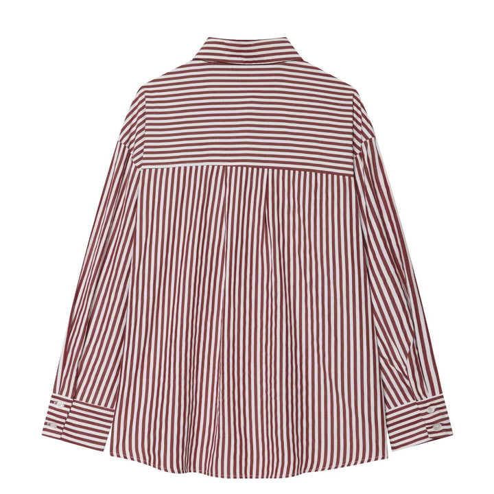 Damen Oversize Streifen‑Hemdbluse mit überschnittener Schulter und verlängertem Saum Echo Archiv