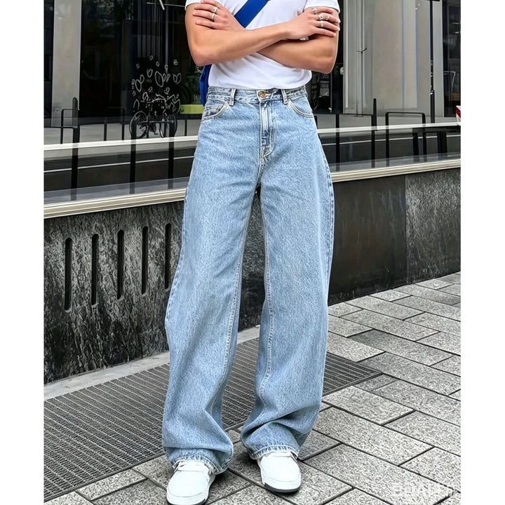 Damen Modische Weit Geschnittene Jeans Echoarchiv