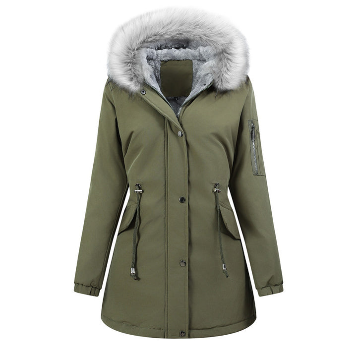 Damen Thermo-Parka mit Sherpa-Innenfutter, Kunstfellkapuze und tailliertem Kordelzug Echoarchiv