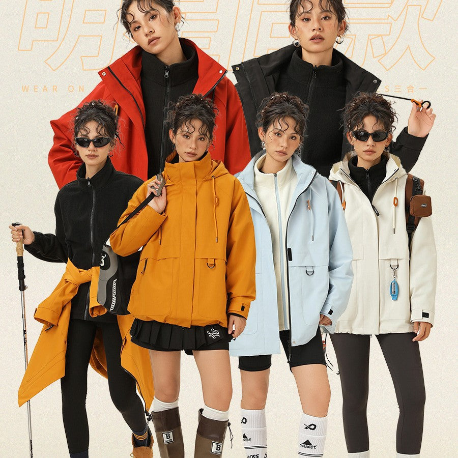 Damen Kapuzen-Utility-Parka mit wasserdichter Membran, großen Fronttaschen & verstellbarem Saum Echo Archiv
