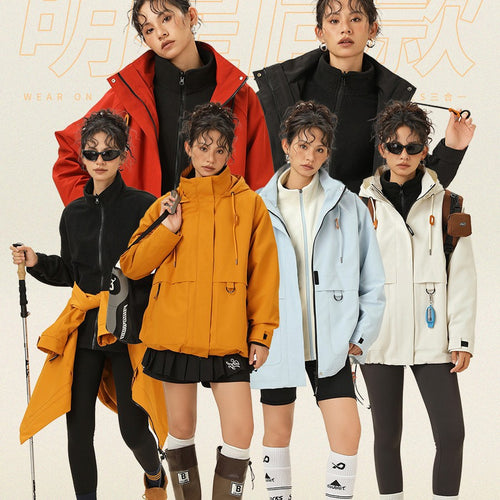 Damen Kapuzen-Utility-Parka mit wasserdichter Membran, großen Fronttaschen & verstellbarem Saum Echo Archiv