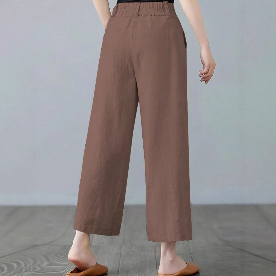 Damen Weite Leinenhose mit elastischem Bund und praktischen Seitentaschen Echo Archiv