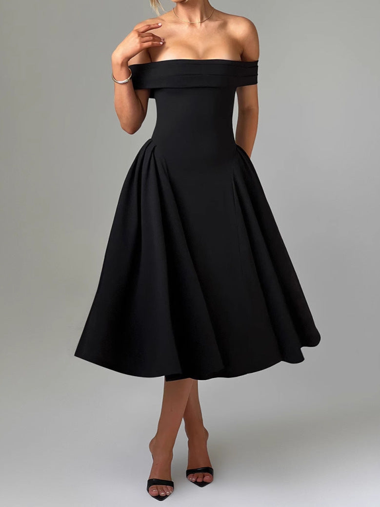 Damen Off-Shoulder Maxikleid mit Taschen und eleganter Silhouette Echo Archiv