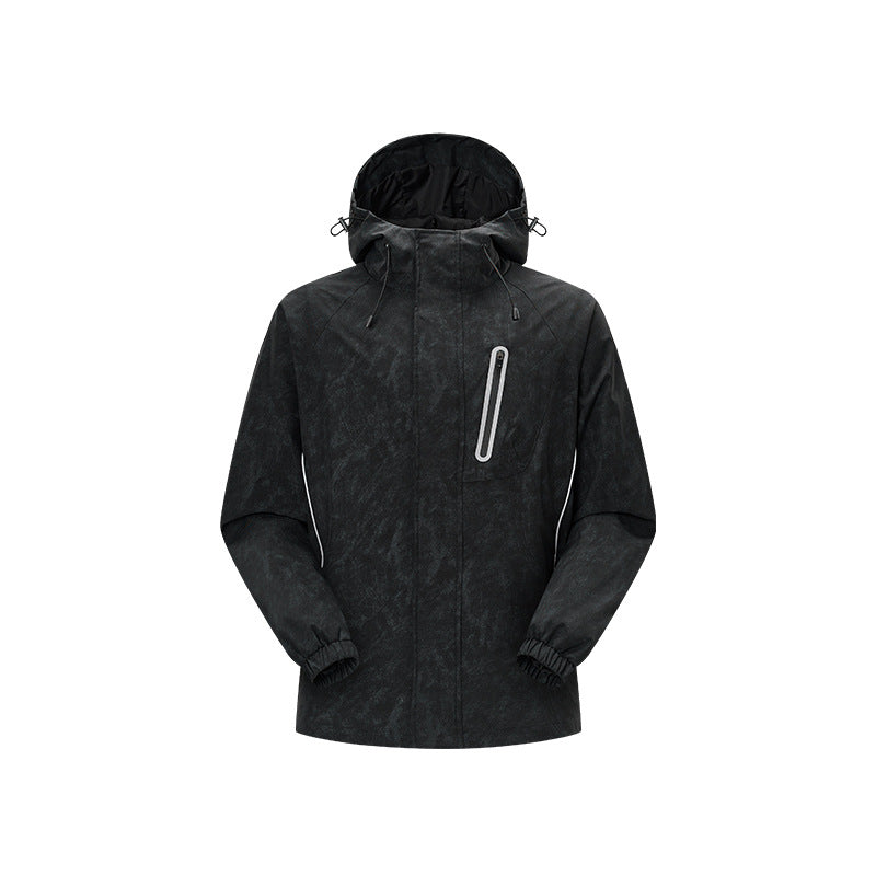 Herren technische Regenjacke mit Kapuze, wasserdichtem Material und Brust-Reißverschluss Echo Archiv