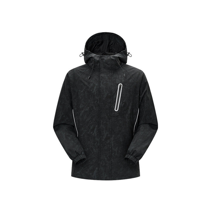 Herren technische Regenjacke mit Kapuze, wasserdichtem Material und Brust-Reißverschluss Echo Archiv