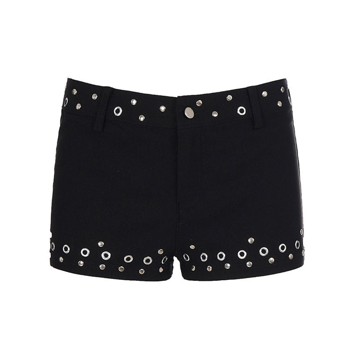 Damen Modische Shorts mit dekorativen Metallösen Echo Archiv