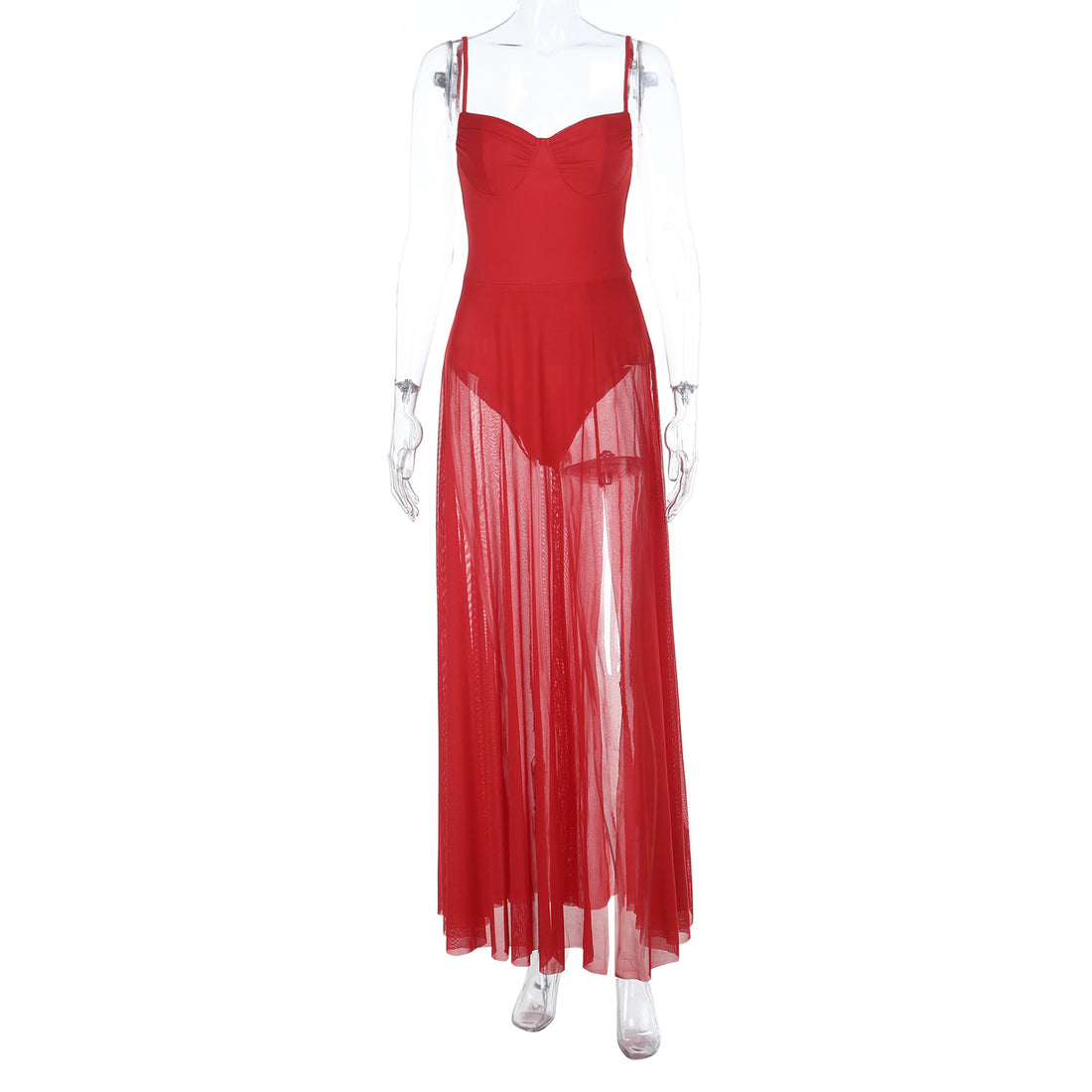 Damen Transparente Maxi-Robe mit elegantem Bustier-Oberteil – Valéora