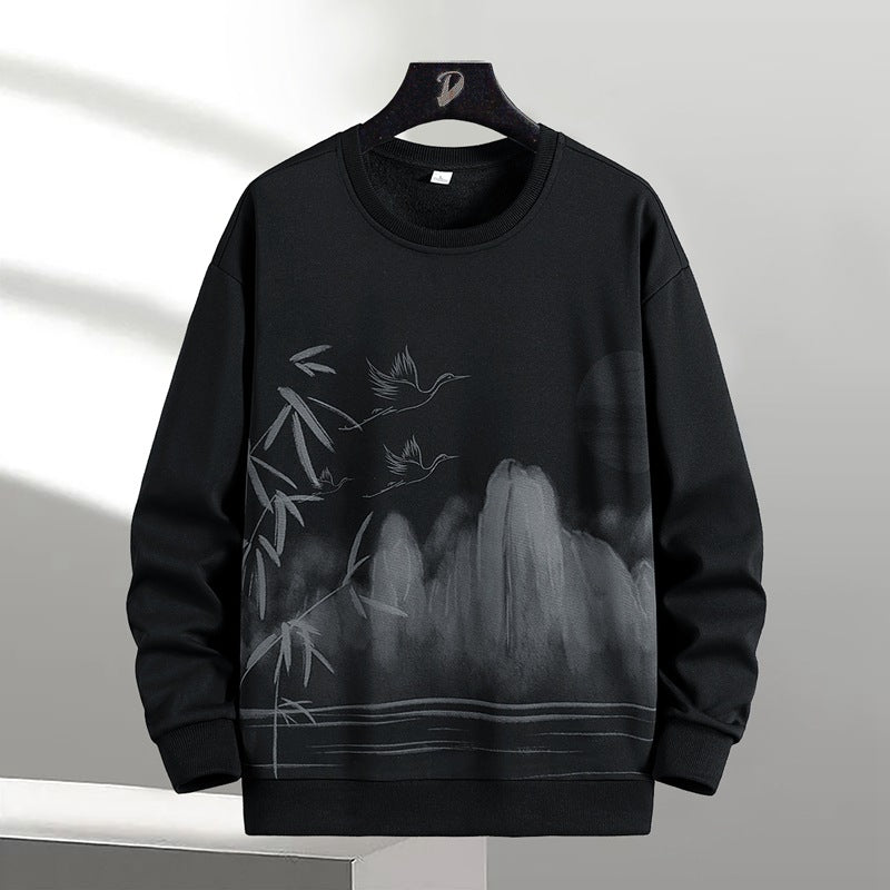 Unisex Oversize‑Sweatshirt mit Pinsel‑Print & geripptem Saum Echoarchiv