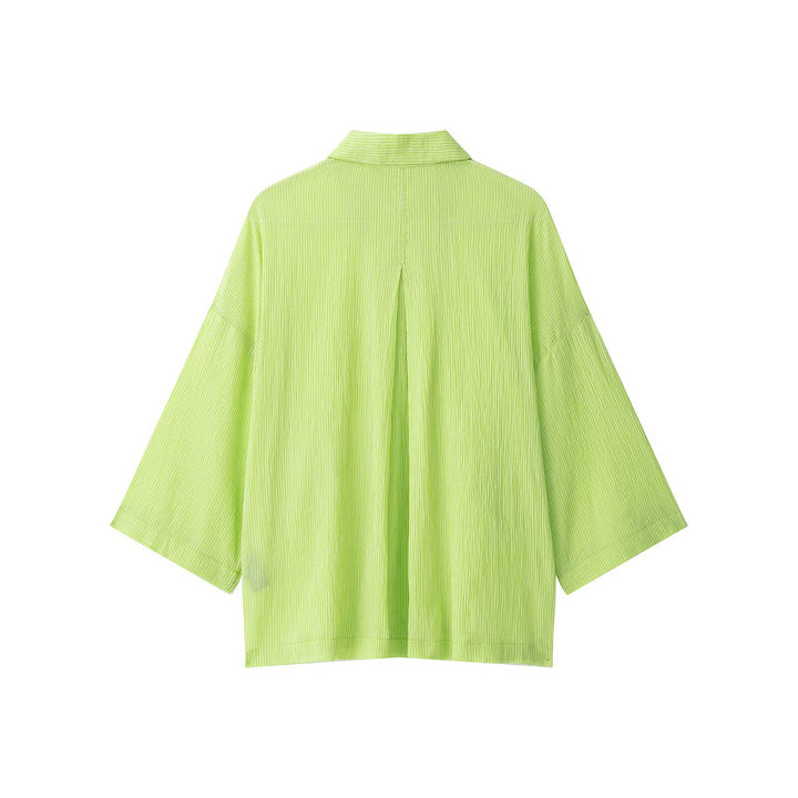 Damen Oversize Hemdbluse aus Crinkle-Gewebe mit weiten Ärmeln und durchgehender Knopfleiste Echo Archiv