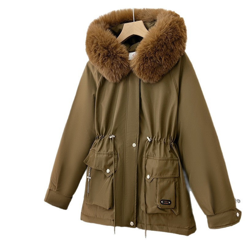 Damen Wattierter Parka mit Tunnelzugtaillierung, Kapuze und voluminösem Kunstfellkragen Echo Archiv
