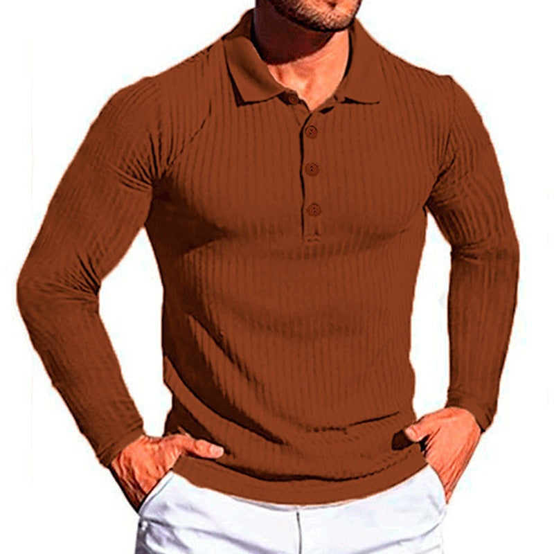 Herren Langarm Poloshirt mit strukturiertem Design Echoarchiv
