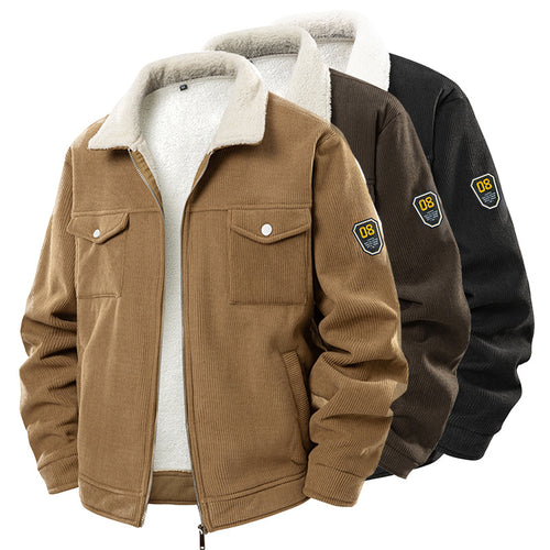 Herren gefütterte Jacke mit Cordstruktur und praktischen Taschen Echoarchiv