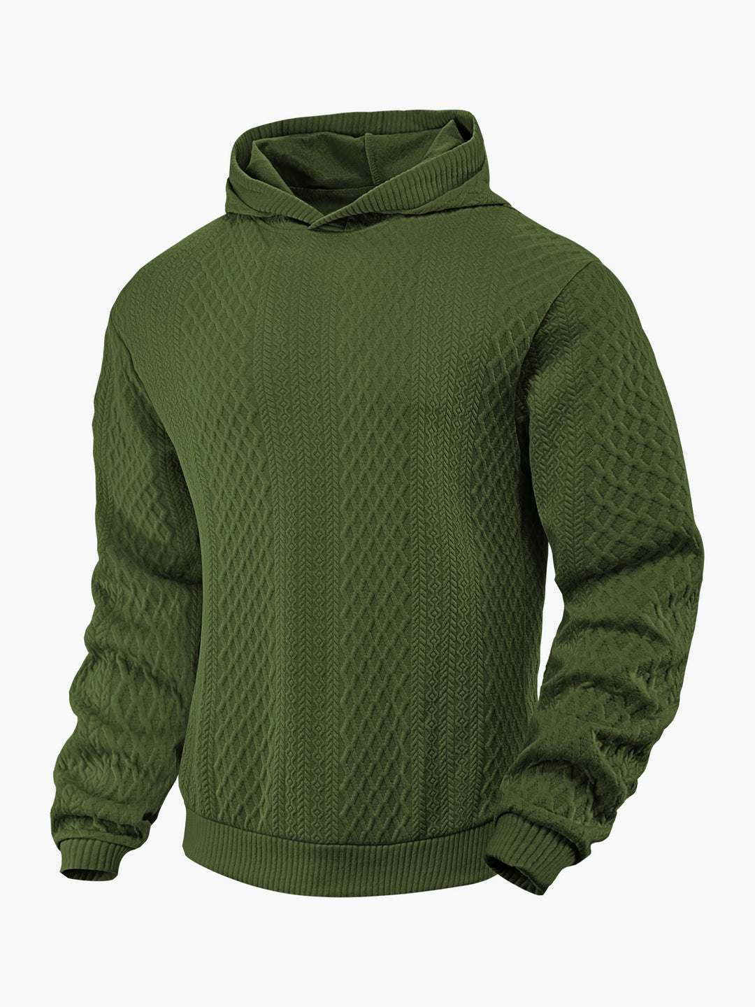 Herren nan strukturierter Schlauchkragen-Pullover mit Kapuze und Waben-Jacquard Echo Archiv