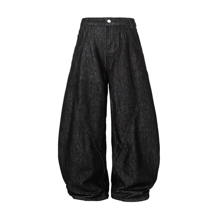 Damen Weite Harem-Denimhose mit hoher Taille und ballonförmigem Bein Echoarchiv