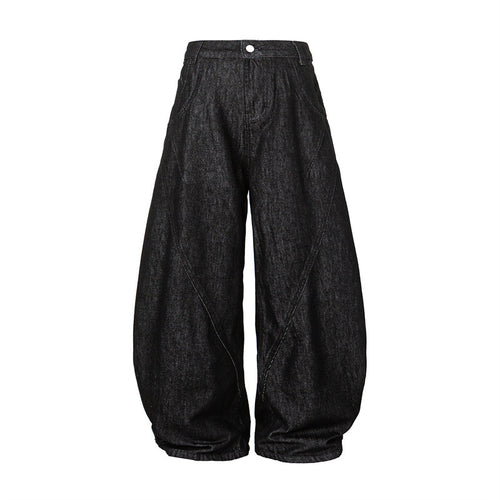 Damen Weite Harem-Denimhose mit hoher Taille und ballonförmigem Bein Echoarchiv