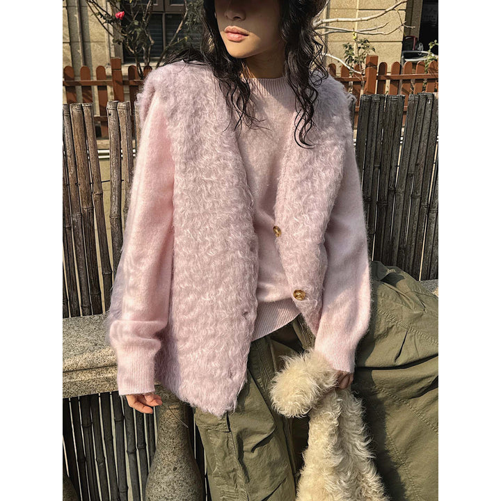 Damen Flauschige Ärmellose Mohair‑Optik Weste mit Oversize‑Silhouette Echoarchiv