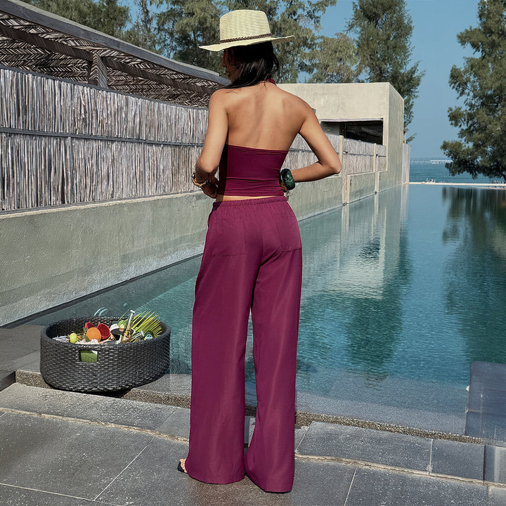 Damen luftiges Zweiteiliges Set mit tailliertem Bustier und weiten Hosen Echo Archiv